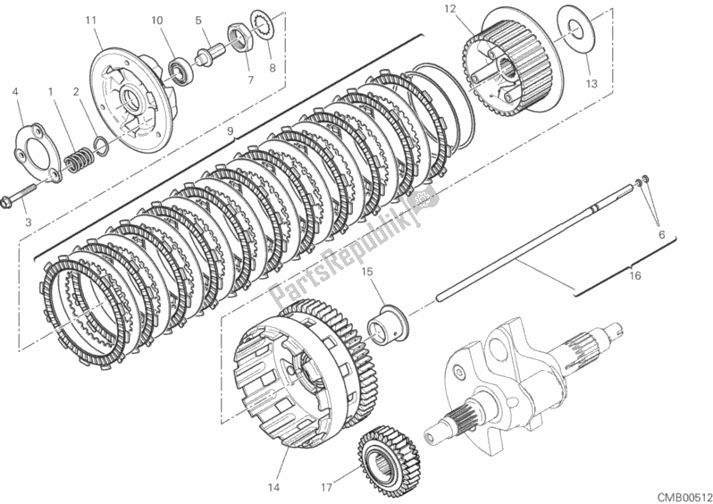 Alle onderdelen voor de Koppeling van de Ducati Multistrada 1260 S Pikes Peak Thailand 2018